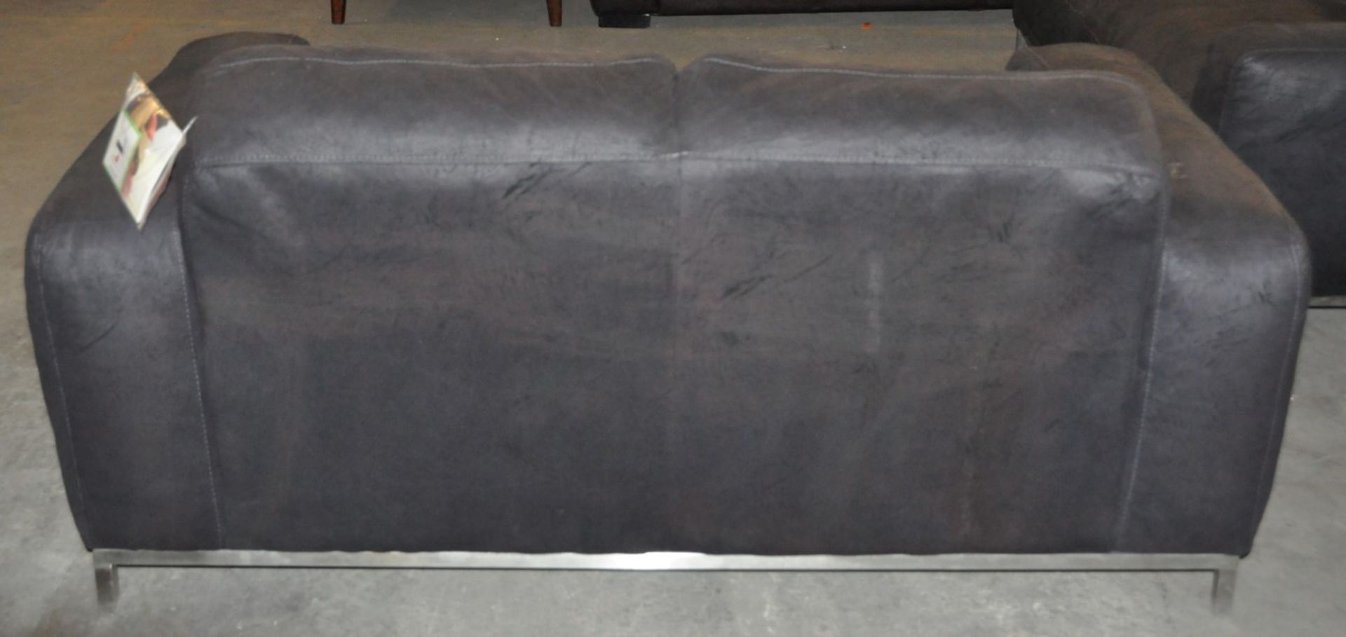 1 x 'Valletta' 3 & 2 Seater Sofa in a Black Crackle Fabric – Ex Display - Dimensions (2 Seater) - Image 6 of 6