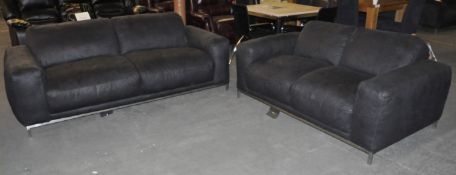 1 x 'Valletta' 3 & 2 Seater Sofa in a Black Crackle Fabric – Ex Display - Dimensions (2 Seater)