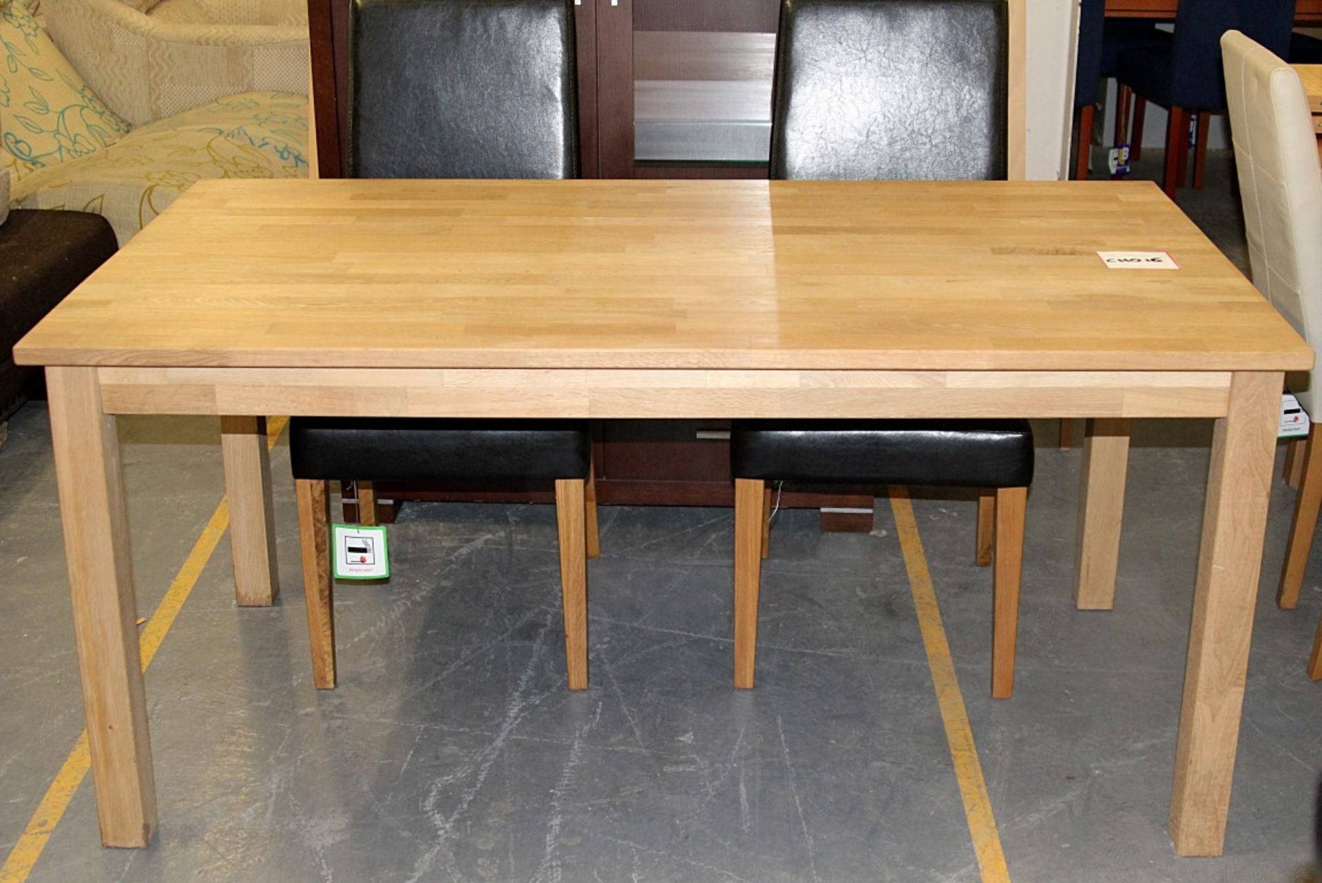 1 x Oak 5ft Table With 4 x Leather Seats - Ref CH016 - Ex Display Stock In Very Good Condition –