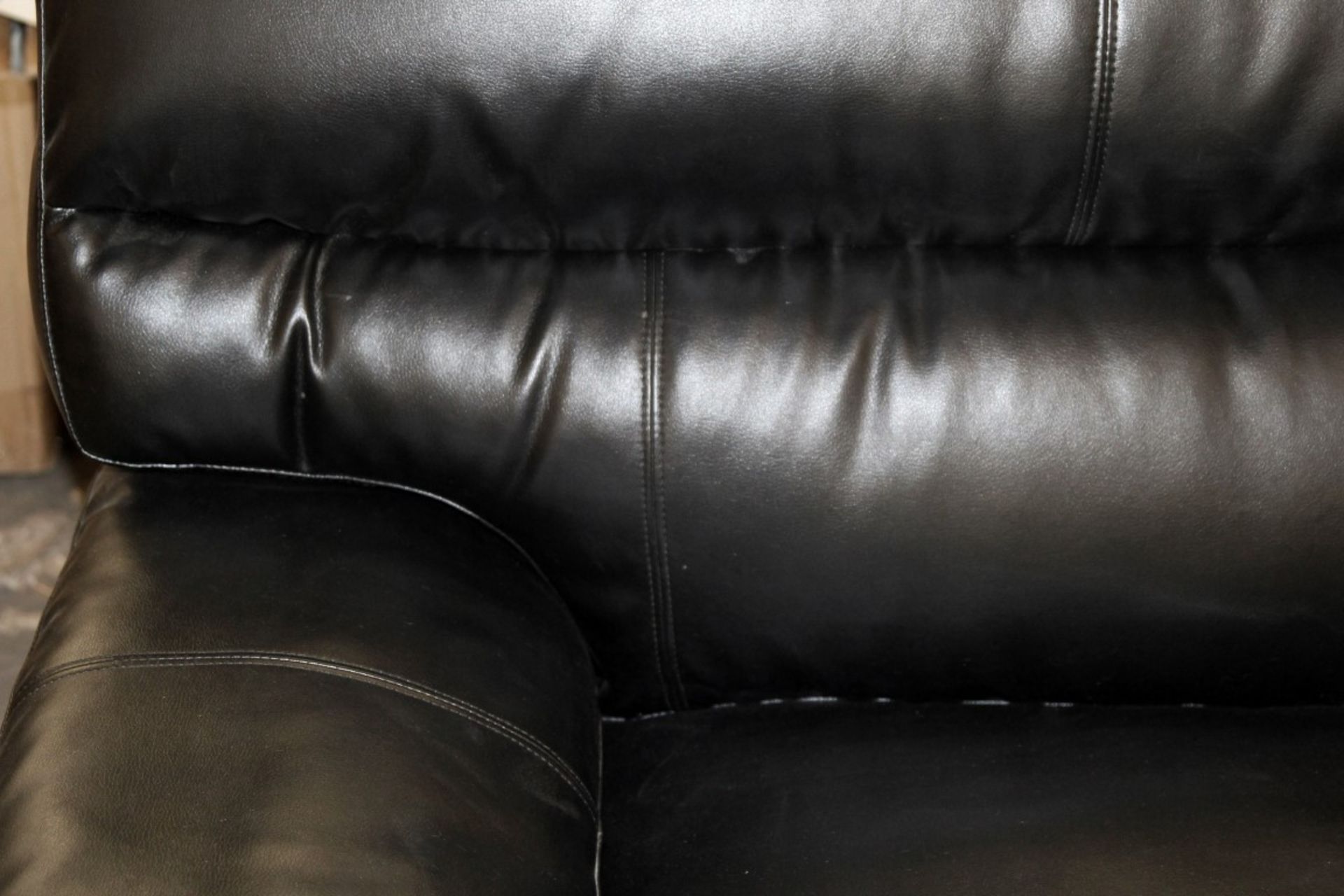Black 3 + 2 Leather Seater Sofa Set – Both Upholstered In Black Bonded Leather – Ref CH061 – RRP £ - Image 3 of 3