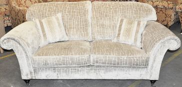1 x Traditional Chenille Soft Fabric Sofa – Comes Complete with Cushions – Ex Display In Great