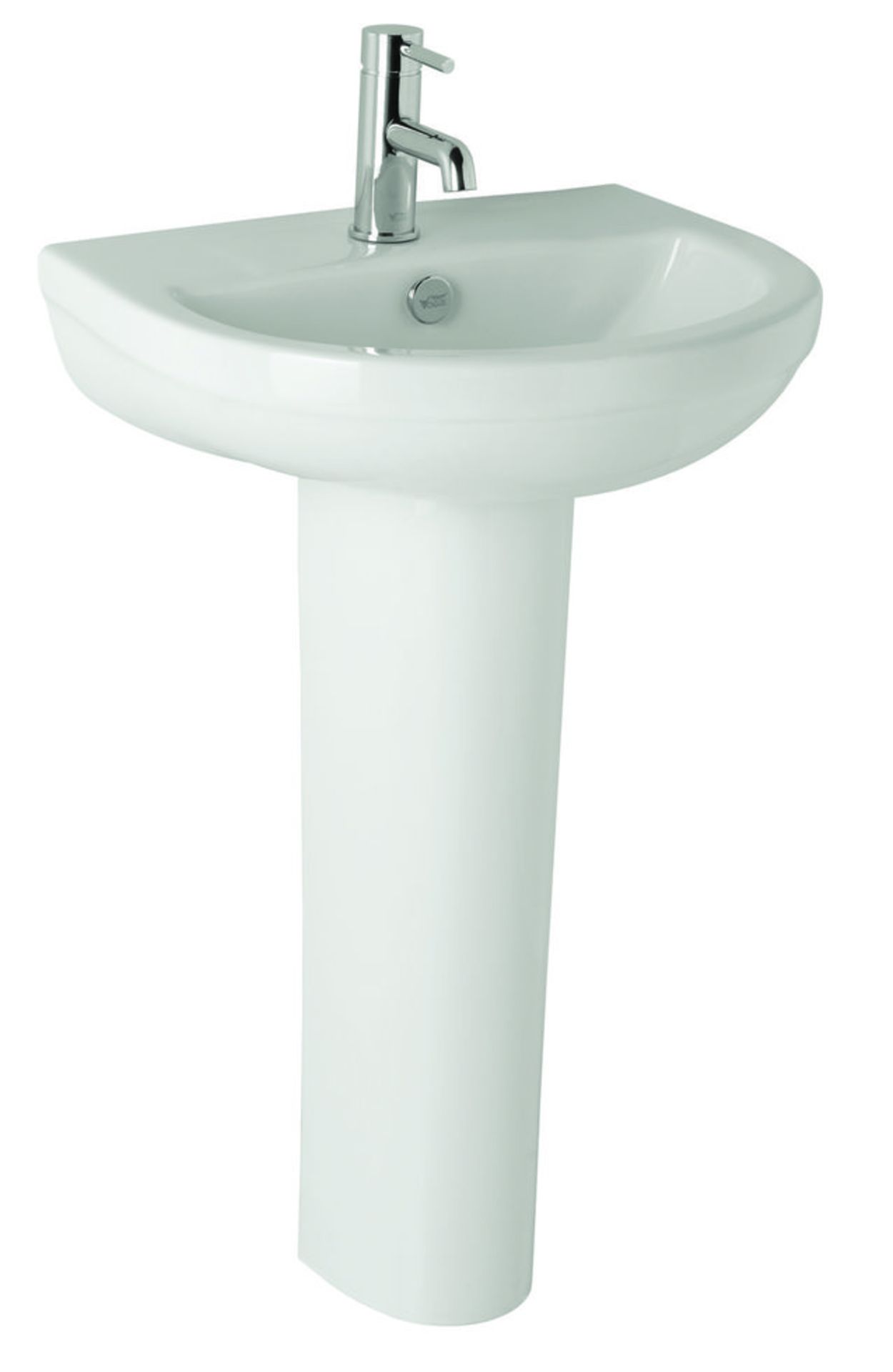 20 x Vogue Bathrooms KARIDI Single Tap Hole SINK BASINS With Full Pedestals - 550mm Width - Brand - Image 2 of 2
