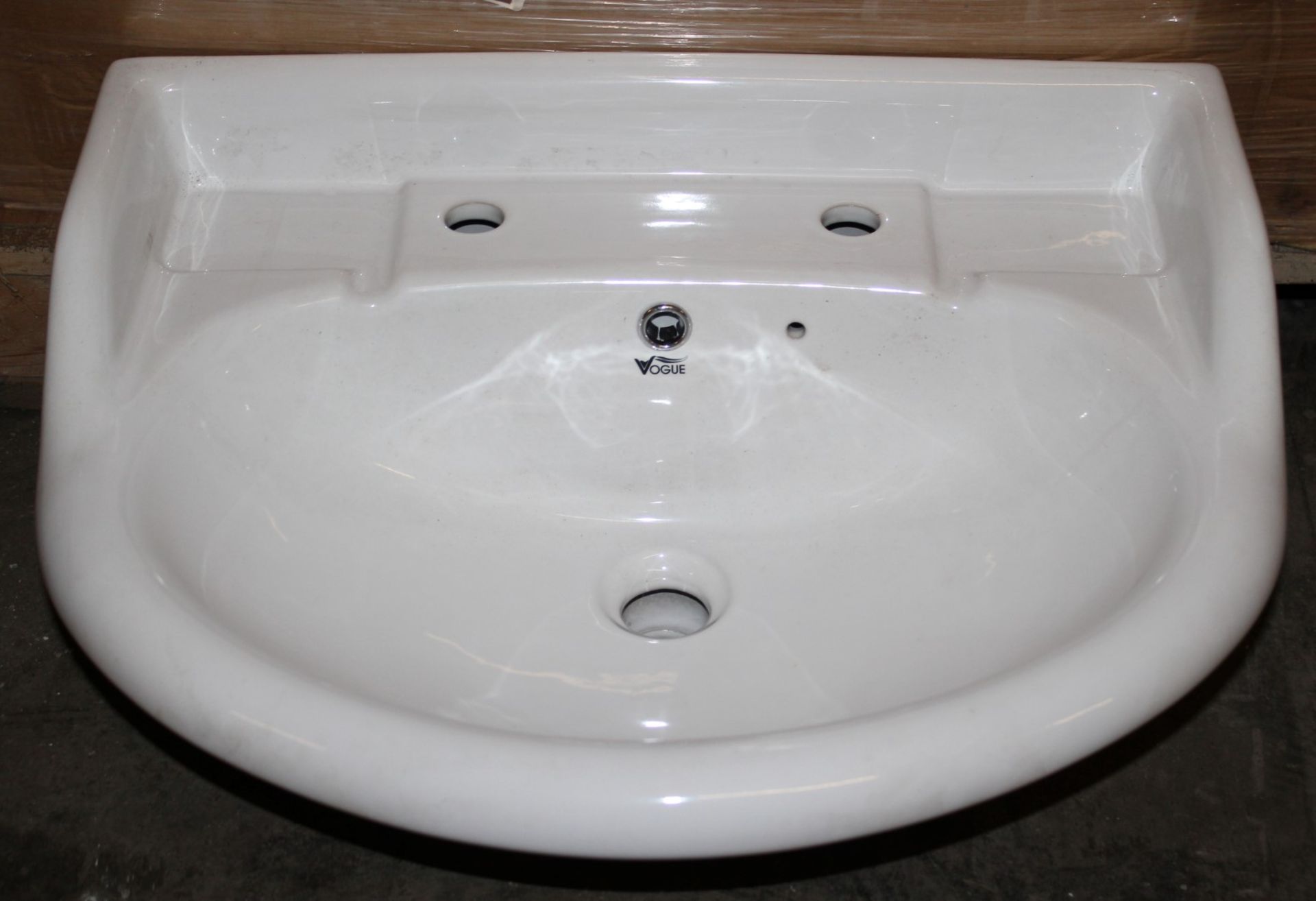 20 x Vogue Bathrooms HEYWOOD Two Tap Hole SINK BASINS With Pedestals - 580mm Width - Brand New Boxed - Image 3 of 7