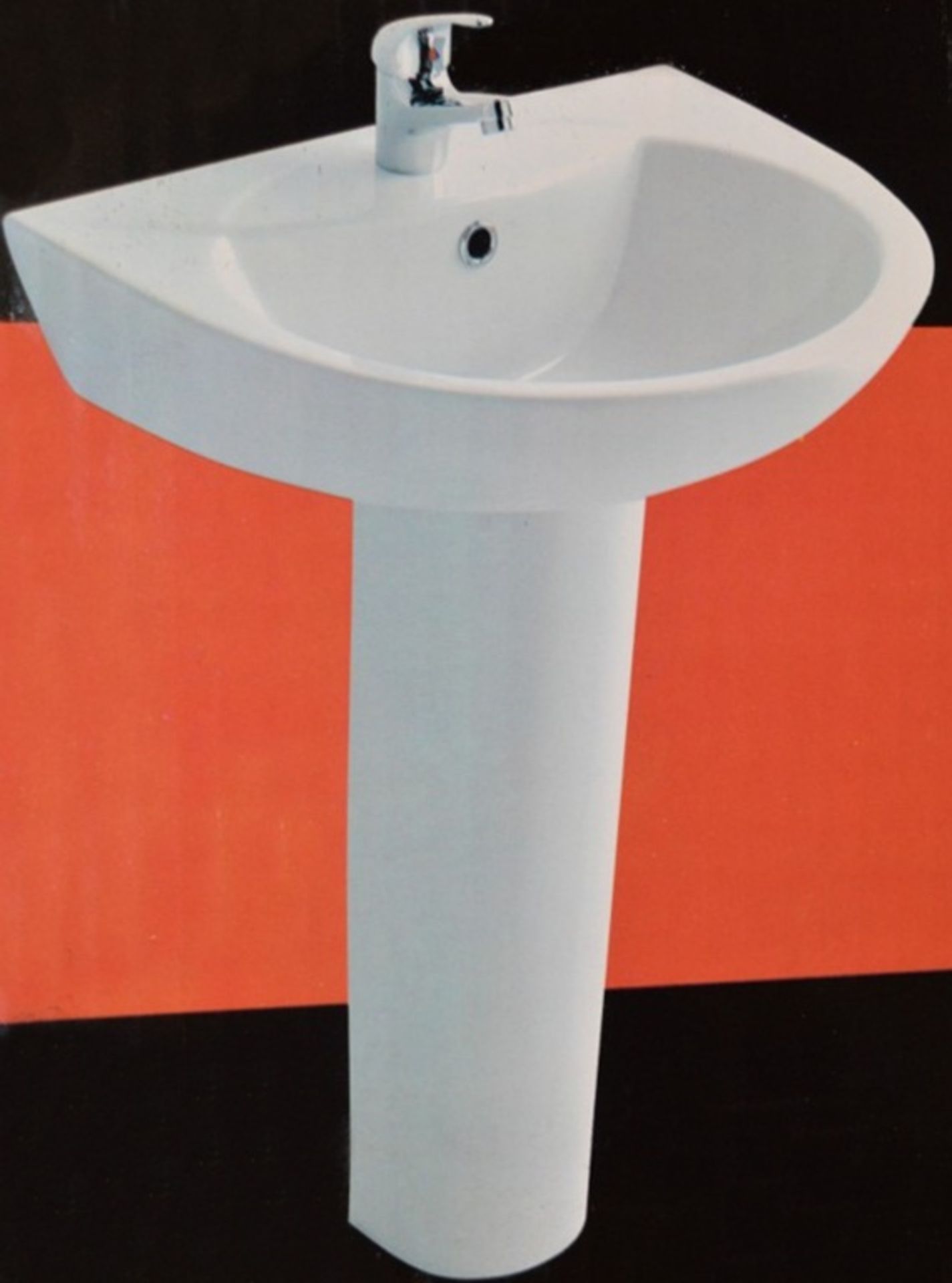 20 x Vogue Bathrooms ECO1 XPRESS Two Tap Hole SINK BASINS and Pedestals - 550mm Width - Brand New - Image 5 of 5