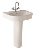 1 x Vogue Bathrooms COSMOS Single Tap Hole SINK BASIN With Pedestal - 600mm Width - Product Code