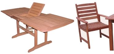 5-Piece Garden Furniture Set Includes 1 x Table Extending (Rectangular) & 4 x Armchairs - Made