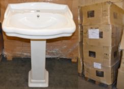 20 x Vogue Bathrooms ARTESIAN Two Tap Hole SINK BASINS With Pedestal - 600mm Width - Product Code