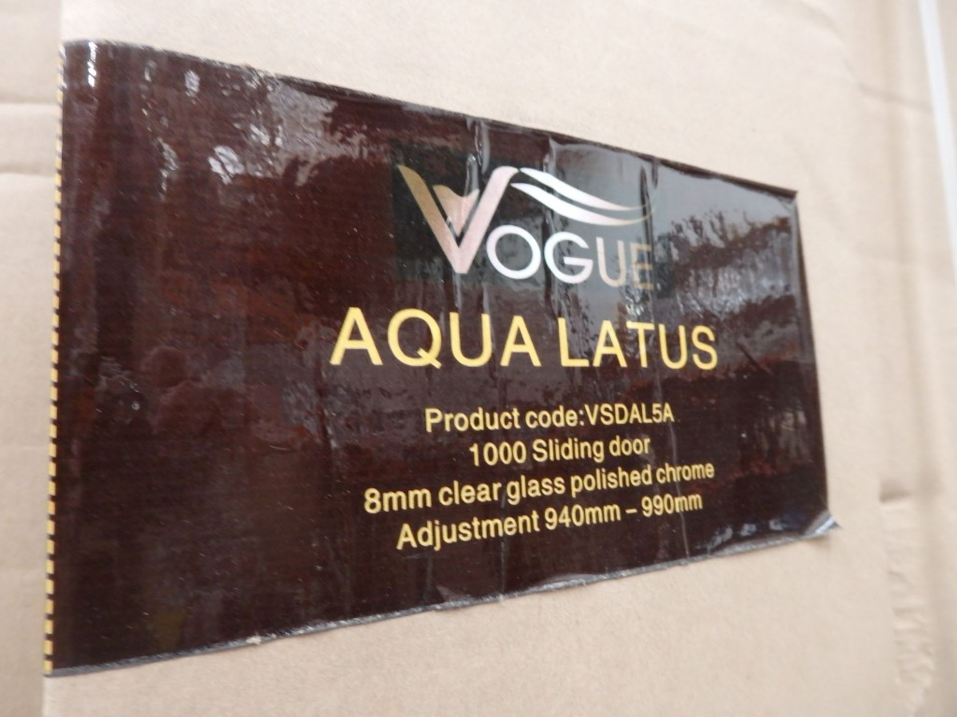 1 x Aqua Latus 1000mm Slider Shower Door - 8mm Thick Clear Glass - Chrome Finish - Chrome on Brass T - Image 2 of 2