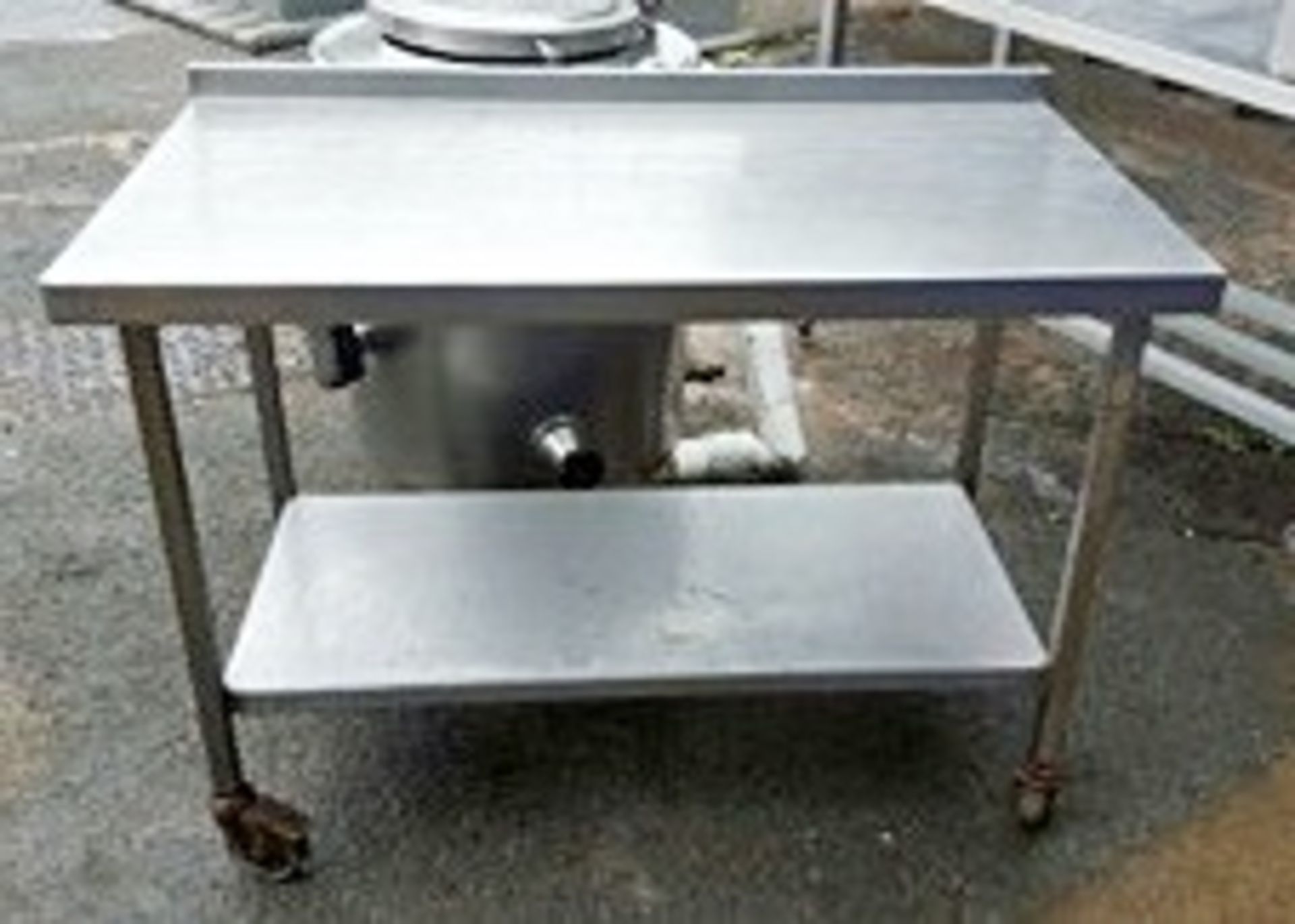 1 x 4" Foot Stainless Table On Wheels - Preowned In Good Working Condition -  Ideal For Pub Carvery,