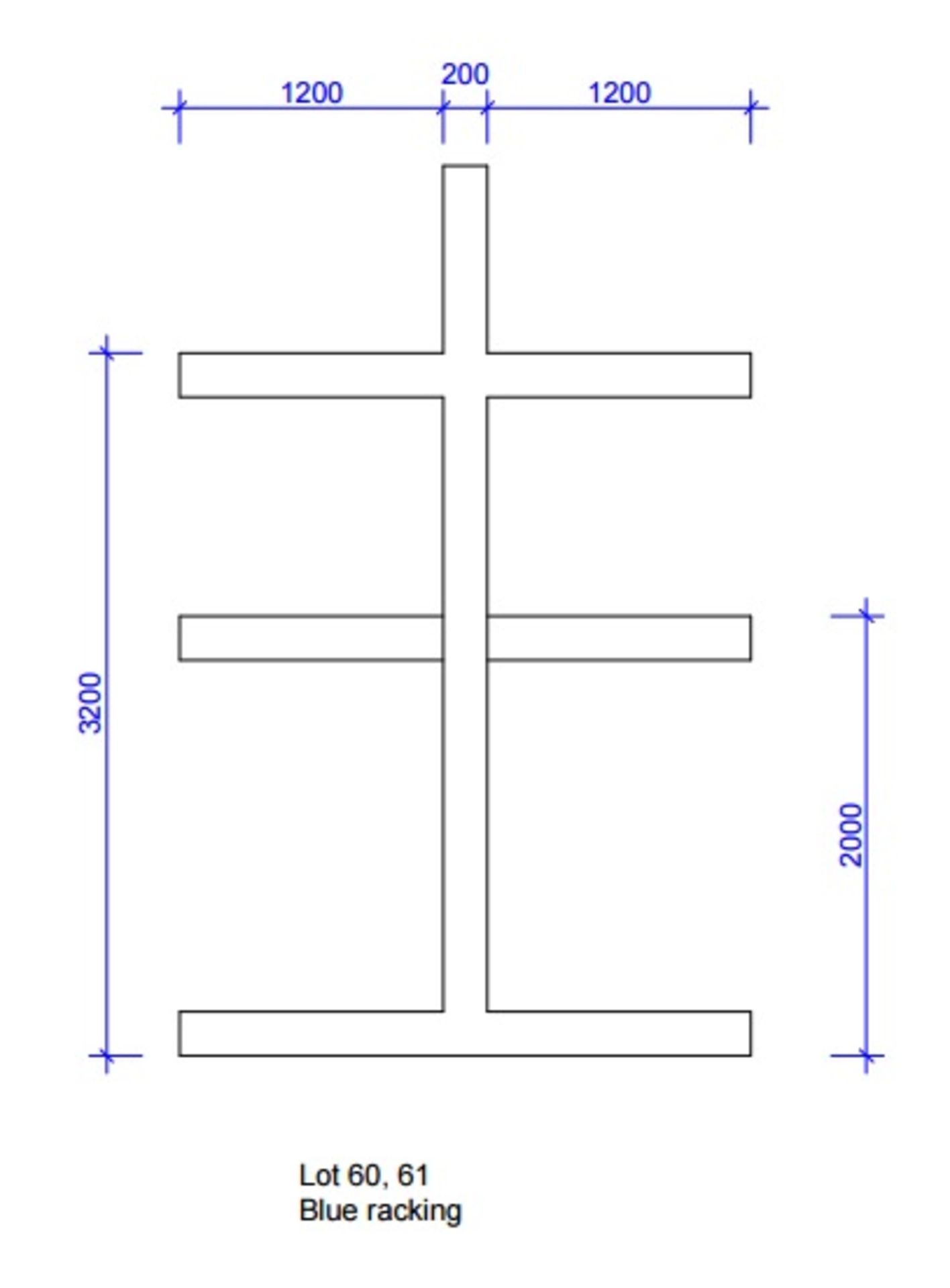 1 x Section of Heavy Duty Cantilever Racking - Double Sided - Three Tier - CL151 - Blue Finish - - Image 3 of 3