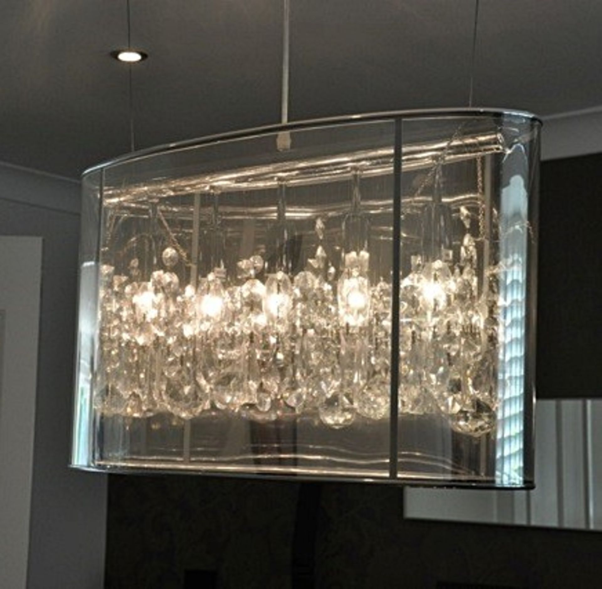 1 x Heals - Modern Crystal Chandelier in oval transparent fitting 61cm x 35cm x diameter approx 24 x