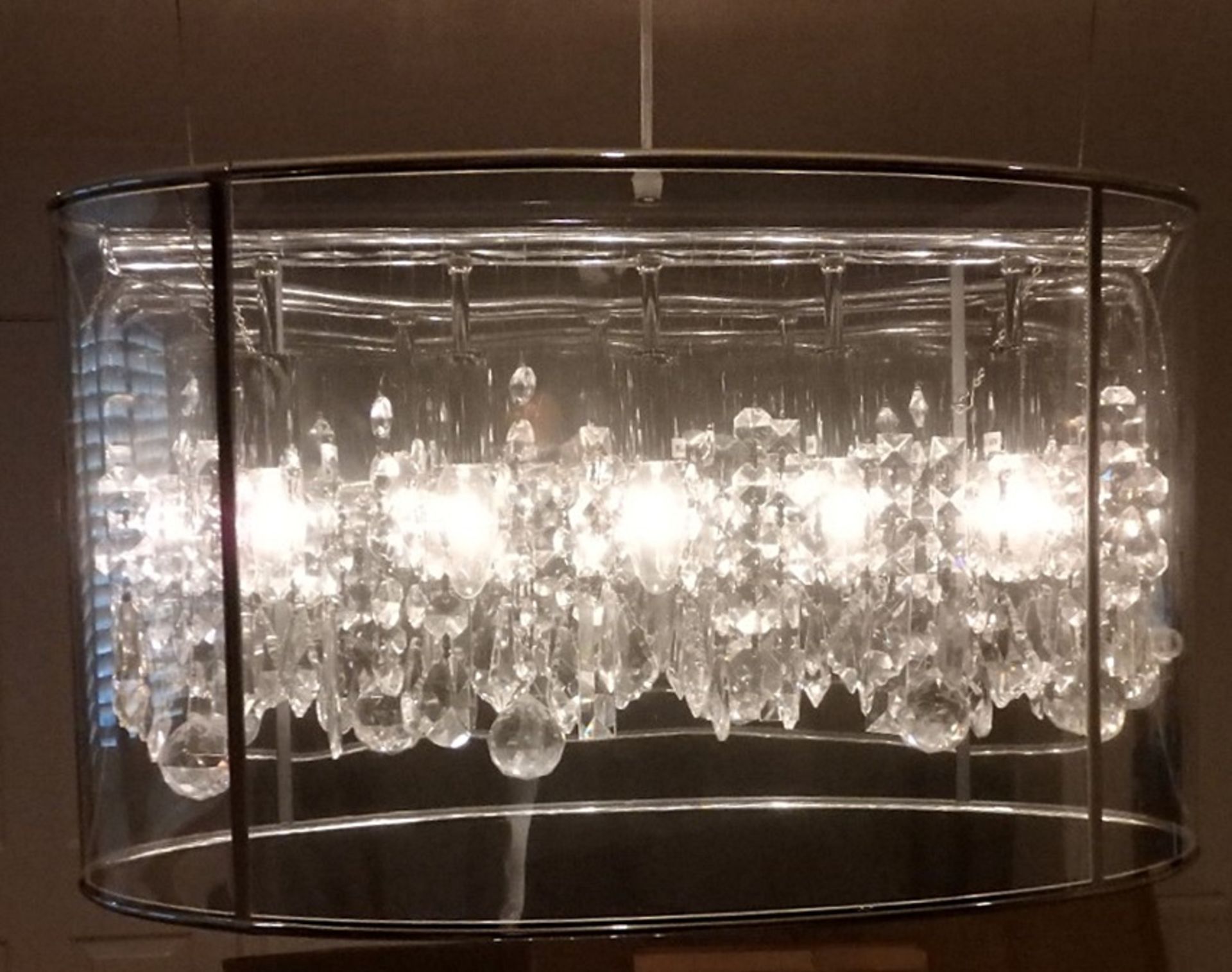 1 x Heals - Modern Crystal Chandelier in oval transparent fitting 61cm x 35cm x diameter approx 24 x - Image 2 of 3