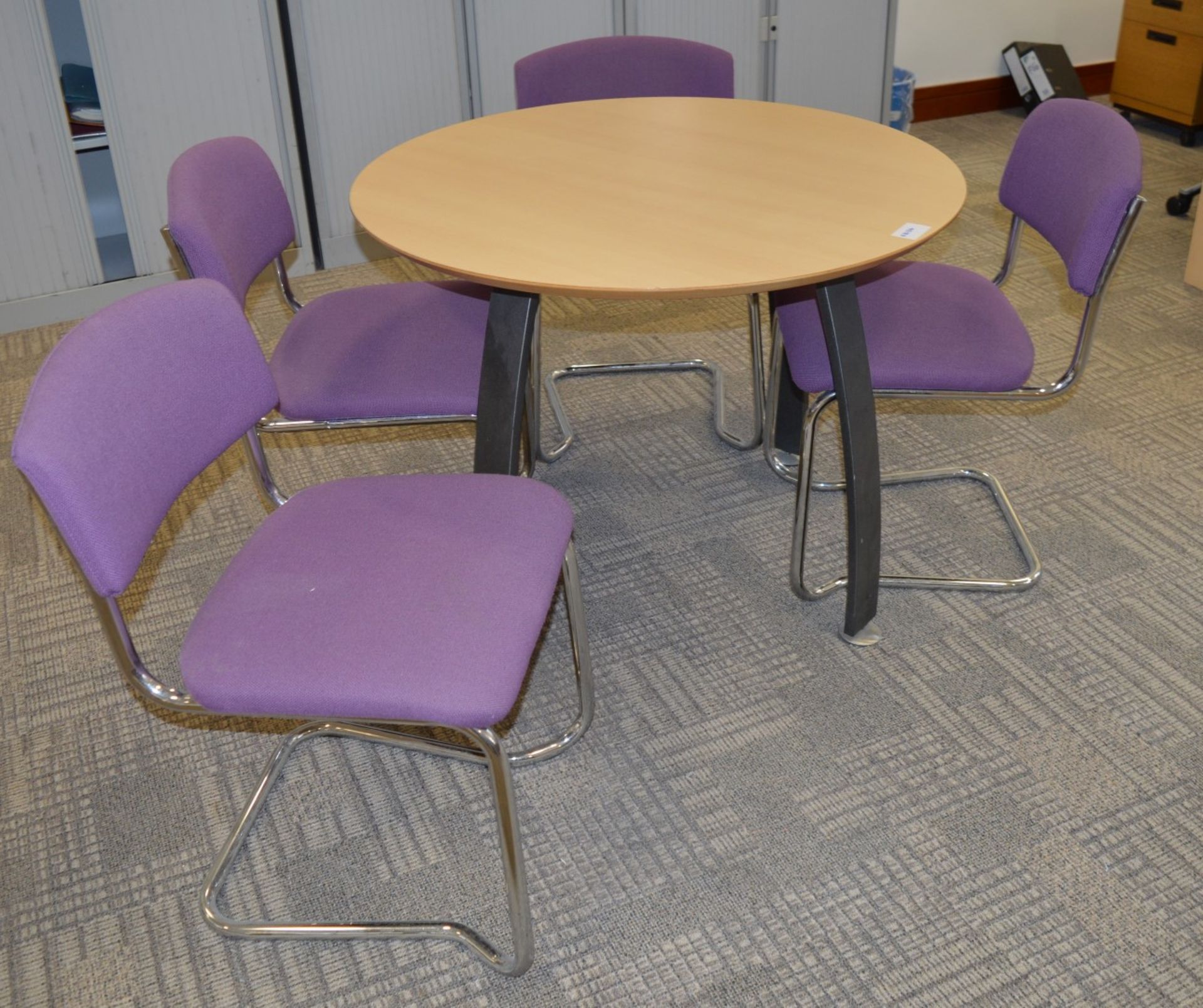 4 x Office Stacking Chairs - Purple Fabric With Chrome Base - CL106 - Good Condition - Location: - Image 2 of 4