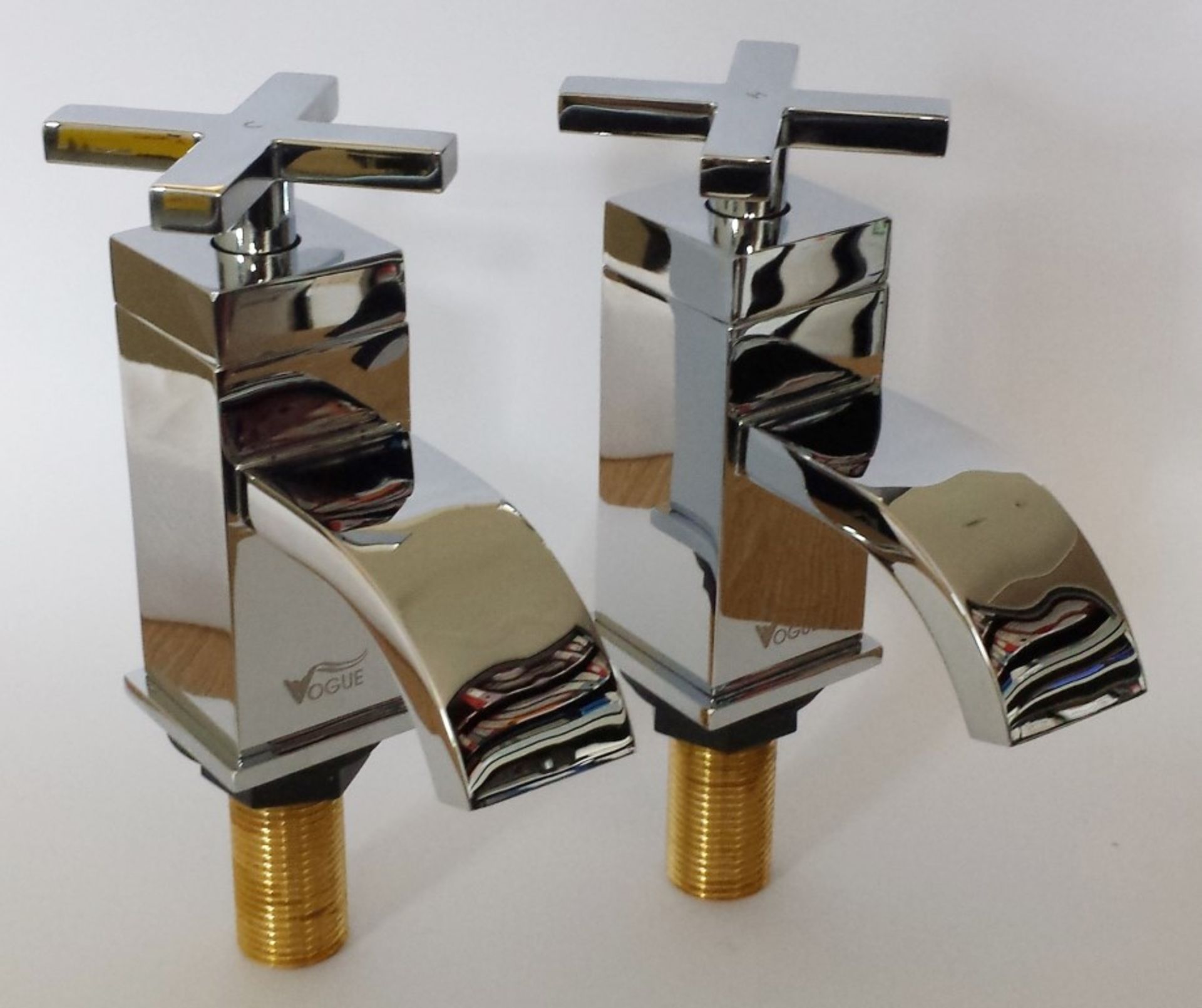 1 x Vogue Series 6 Crosshead Basin Taps - Vogue Bathrooms Platinum Brassware Collection -