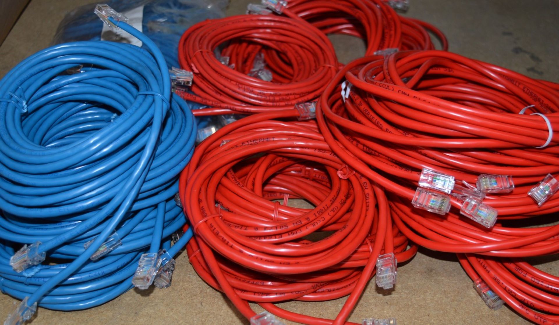 114 x CAT 5 ENB Ethernet Cables - Unused Stock - Purple, Blue, Red - Ref TEC 429/430 - CL106 -