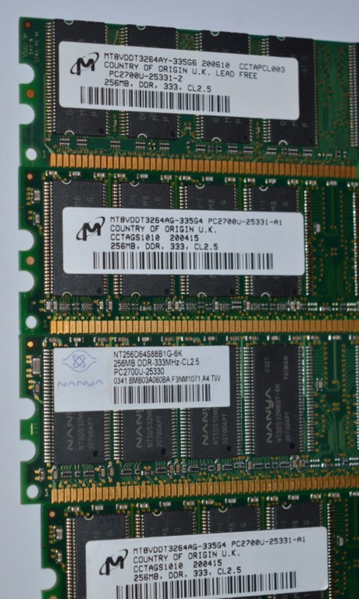 14 x Computer Memory Sticks - 256mb DDR - Various Brands - CL106 - Ref IT011 - Location: - Image 5 of 5