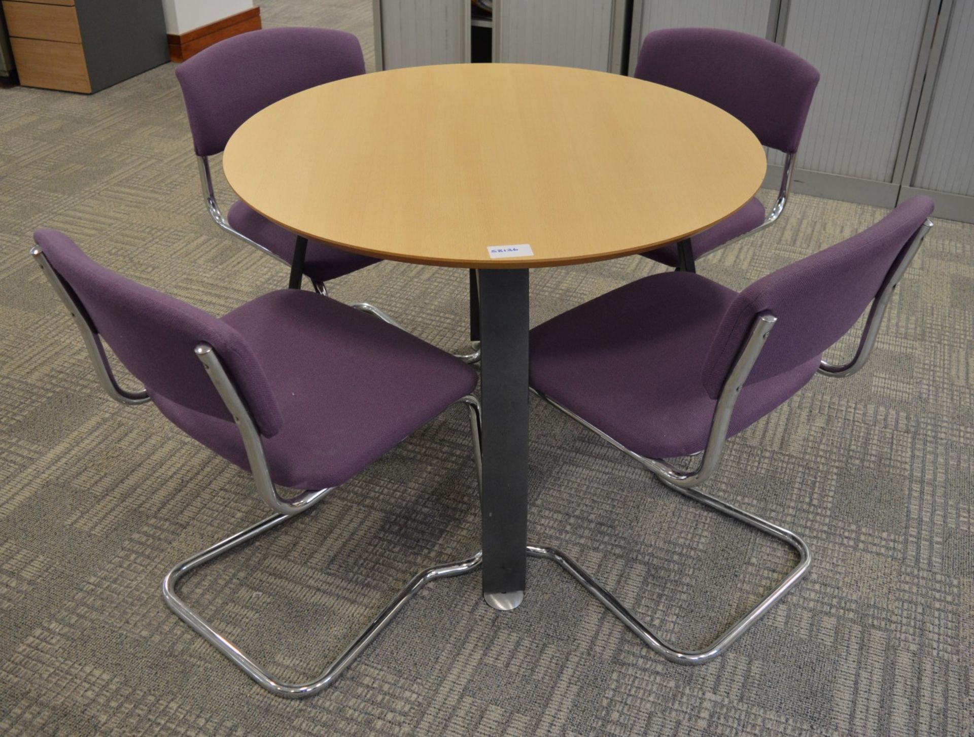 4 x Office Stacking Chairs - Purple Fabric With Chrome Base - CL106 - Good Condition - Location: - Image 3 of 4