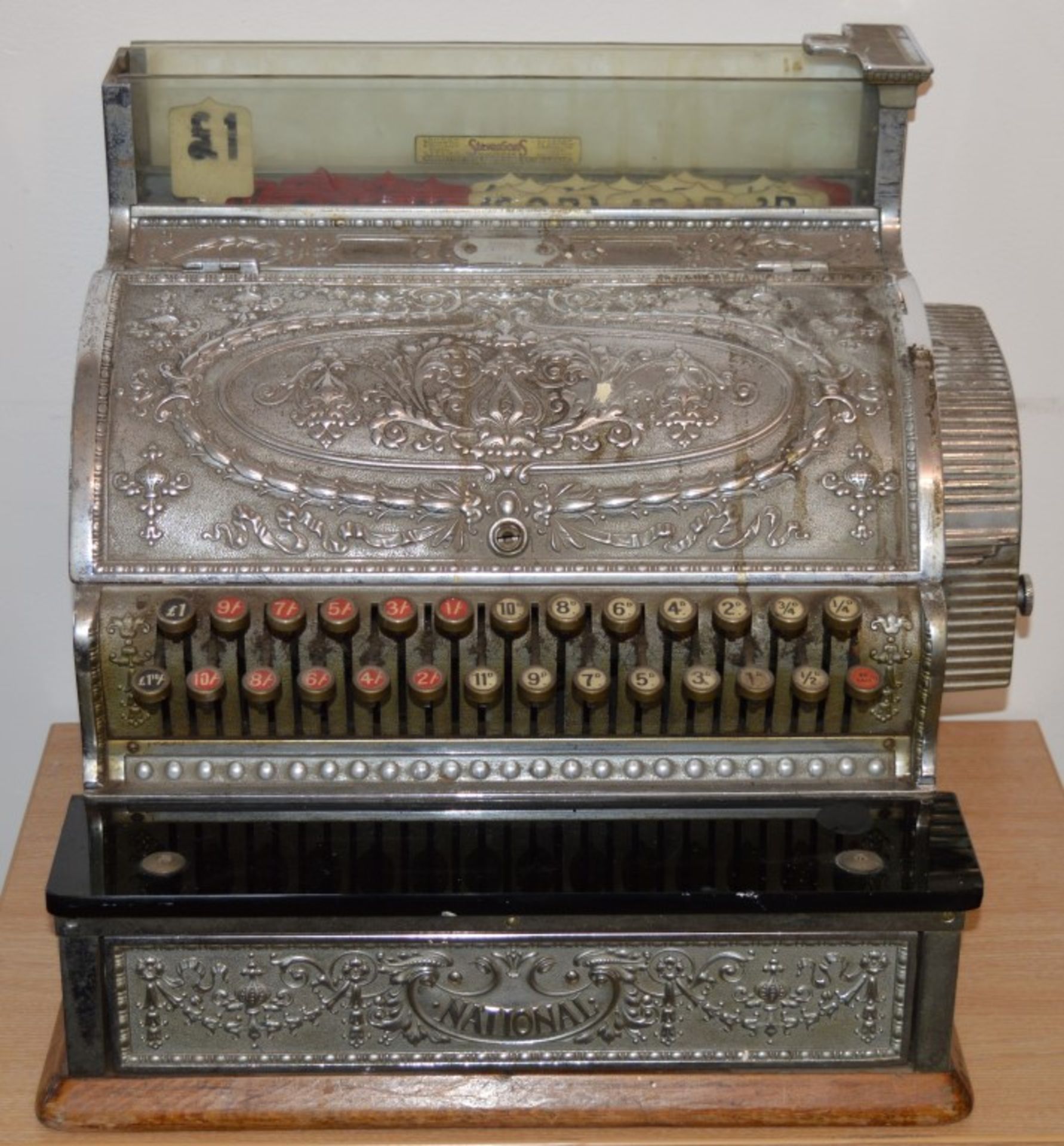 1 x Exquisite Antique National Cash Register - Circa Early 1900's - Perfect For Barbers Shop, Tattoo