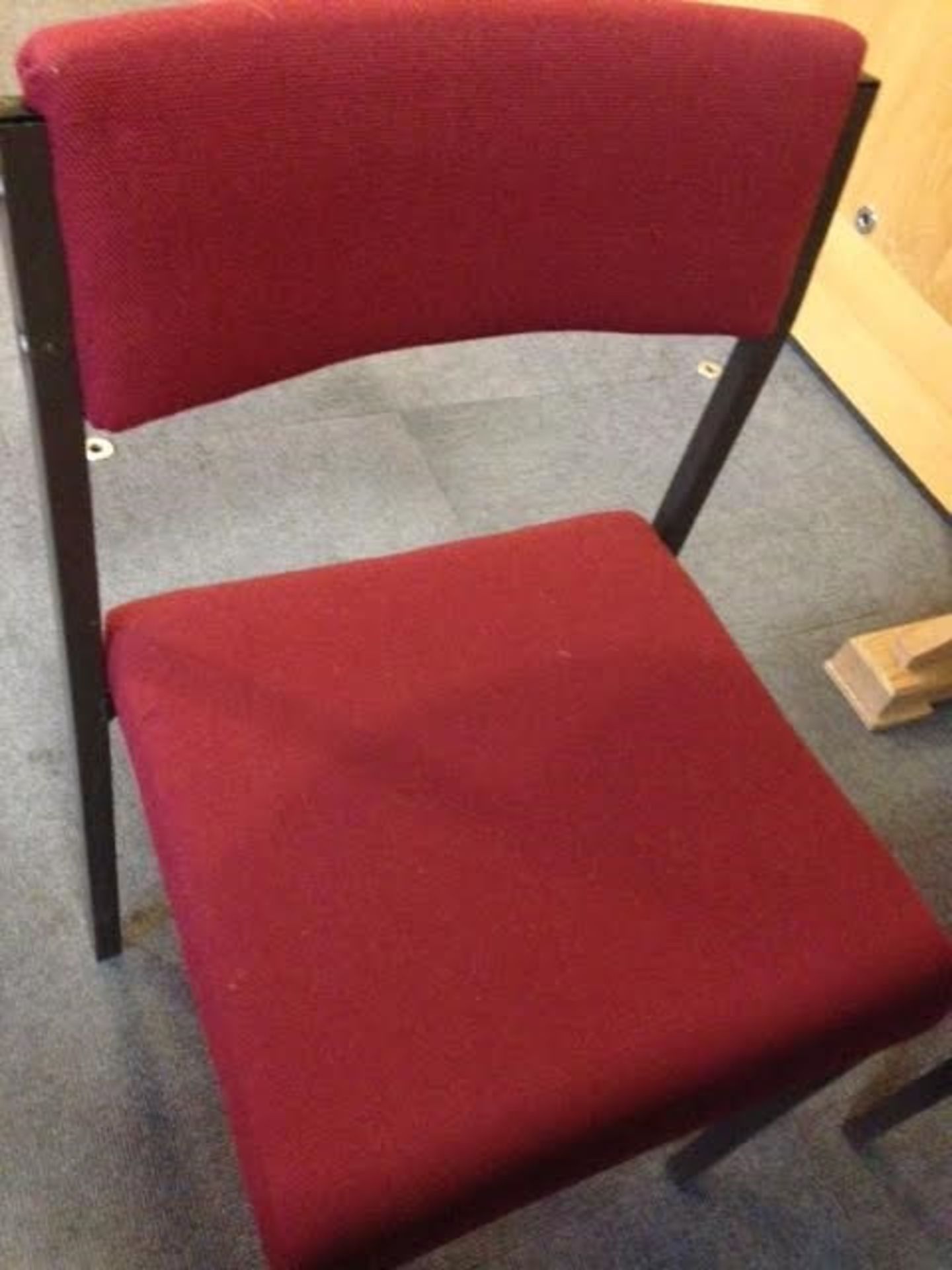 10 x Stacking Chairs - Burgundy Fabric - All In Good Condition - General Purpose Stacking Chairs For - Image 3 of 6