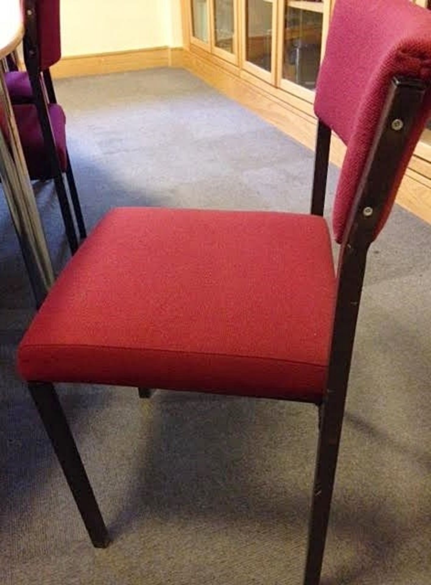 10 x Stacking Chairs - Burgundy Fabric - All In Good Condition - General Purpose Stacking Chairs For - Image 6 of 6