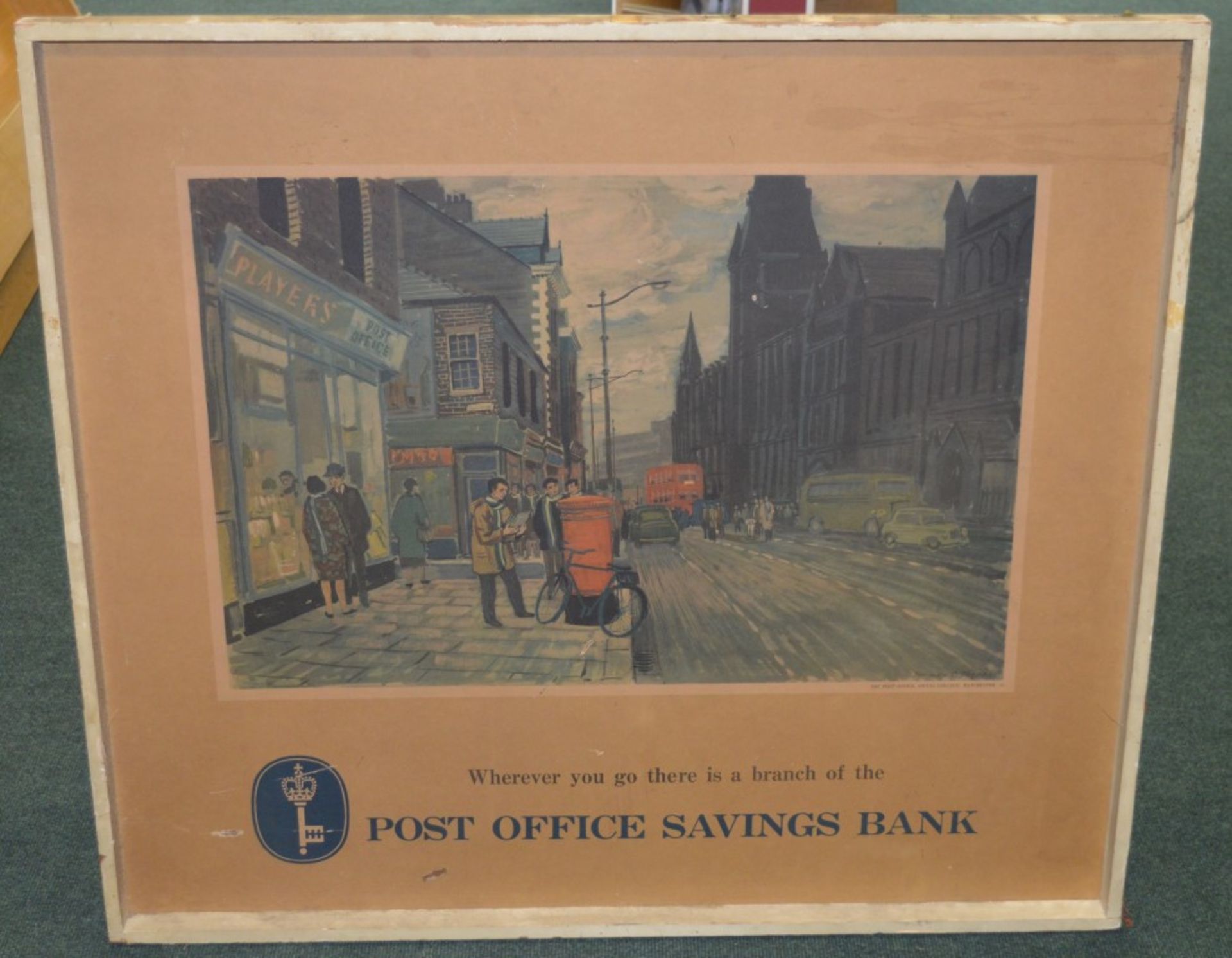 1 x Antique 'Post Office Savings Bank' Framed Advertisement Picture Depicting Owens College of - Image 2 of 13