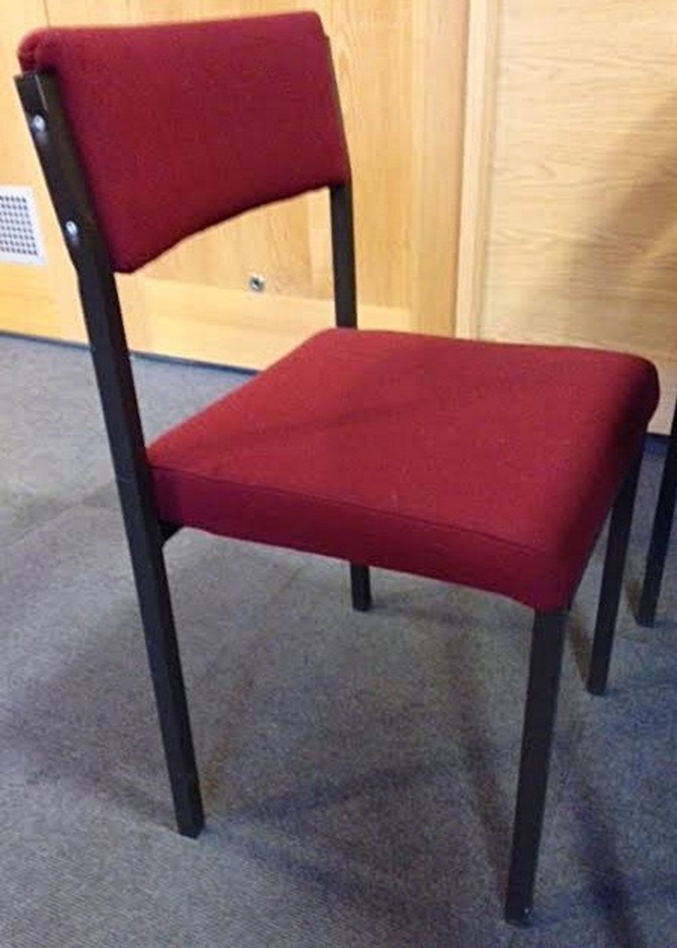 10 x Stacking Chairs - Burgundy Fabric - All In Good Condition - General Purpose Stacking Chairs For - Image 2 of 6