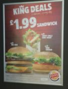 1 x Advertisement Frame - Silver Frame With Perspex Front - Includes Kings Deals Poster - H135 x W83