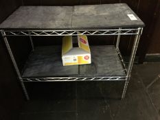 1 x Stainless Steel 2 Tier Wire Storage Rack With Contents Including Four 40x40cm Pieces of