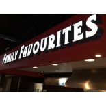 FAMILY FAVOURITES Illuminated SIGNAGE Individual Letters Measuring 9ft in Width - Approx Letter