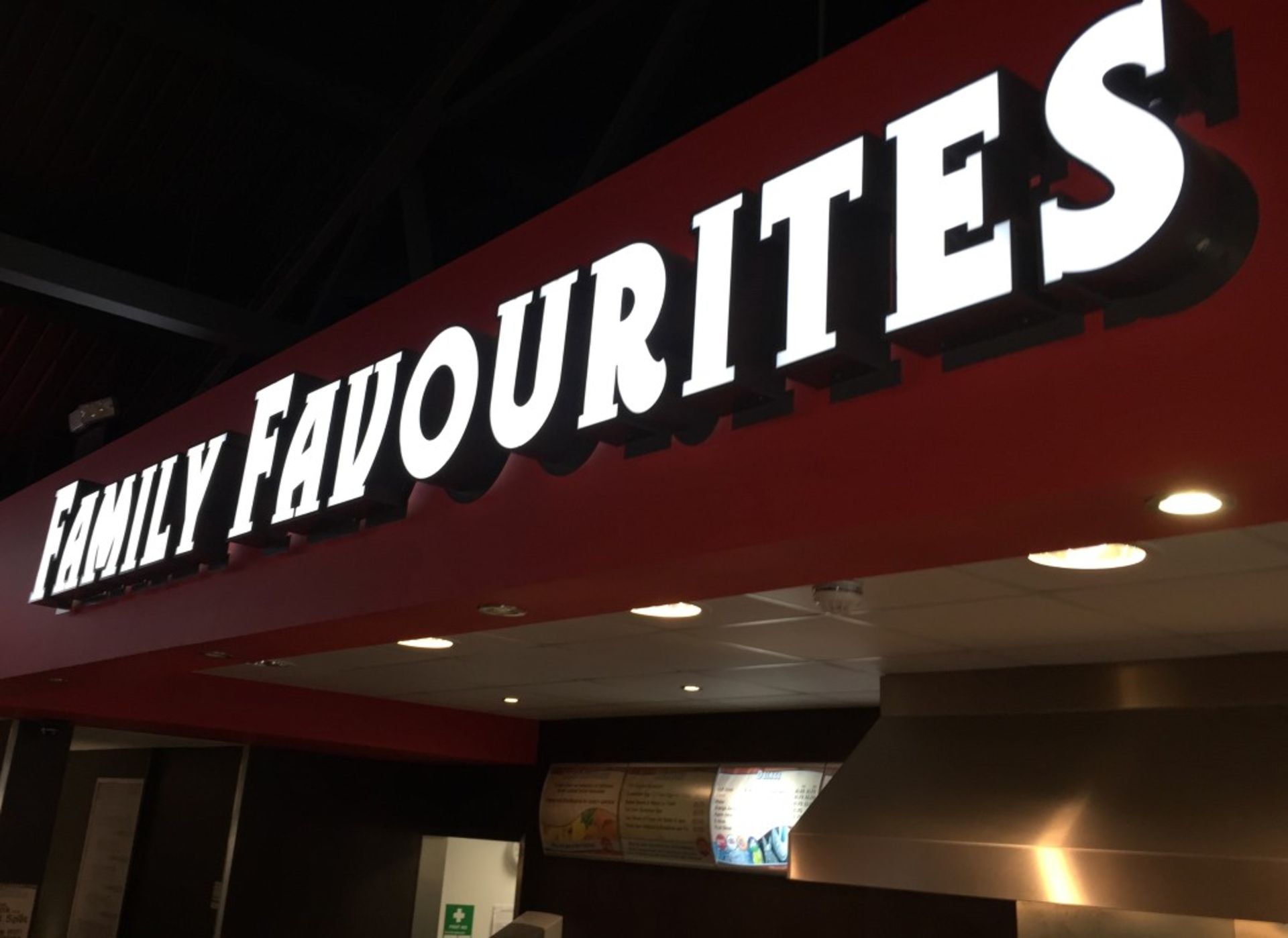 FAMILY FAVOURITES Illuminated SIGNAGE Individual Letters Measuring 9ft in Width - Approx Letter