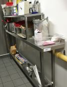 1 x Stainless Steel Commercial Shelving Unit With Contents - Features Undershelf and Overshelf -