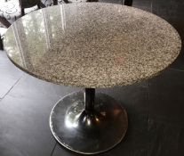 1  x Contemporary Round Diner Table - Stunning Stone Marble Surface With Elegant Twin Pedestal