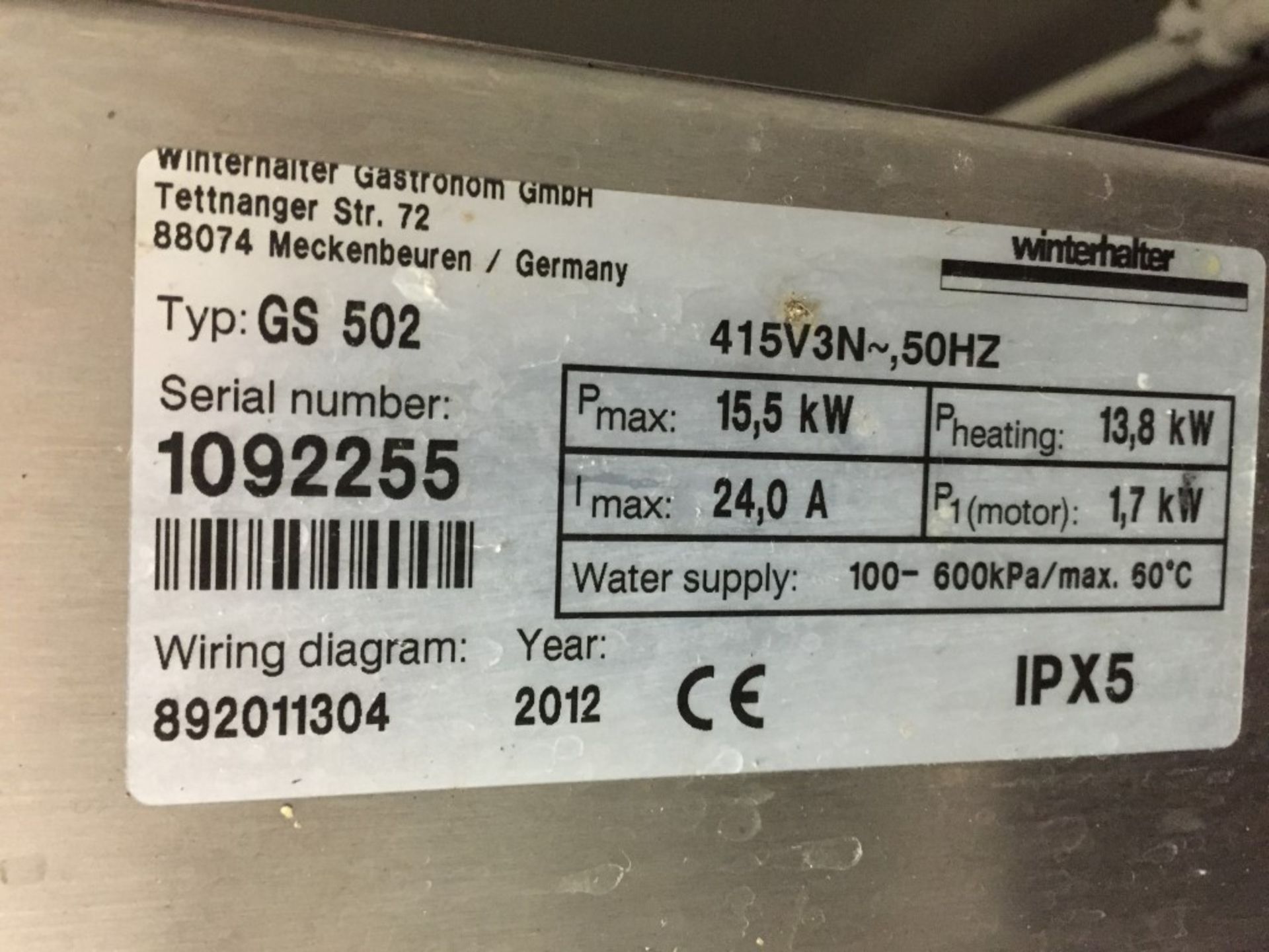 1 x Winterhalter GS502 Commercial Pass Through Dishwasher Station - Includes Stainless Steel Sink - Image 7 of 10