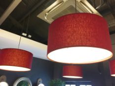 10 x Contemporary Suspended Drum Ceiling Light Pendants in Red Fabric - Pendant Size: 51 cm Diameter