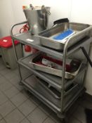1 x Mobile Stainless Steel Trolley and Contents as Per Photo - 75cm x 50cm x 103cm - ref 292 - CL200