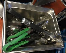 1 x Job Lot of Professional KITCHEN UTENSILS With Stainless Steel Container - Various Utensils