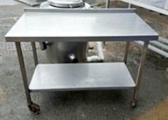 1 x 4" Foot Stainless Table On Wheels - Preowned In Good Working Condition - Ideal For Pub