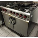 1 x Masterchef Commerical 6 Ring Gas Burner Oven - Stainless Steel - Dimensions H90 x W90 x D70