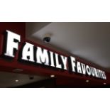 FAMILY FAVOURITES Illuminated SIGNAGE Individual Letters Measuring 9ft in Width - Approx Letter