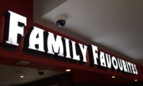 FAMILY FAVOURITES Illuminated SIGNAGE Individual Letters Measuring 9ft in Width - Approx Letter