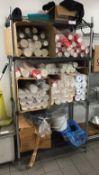 1 x Large 4 Tier Commercial Kitchen Storage Rack With Contents - Contents Include Platter Trays,