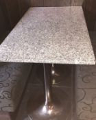 1  x Contemporary Rectangular Diner Table - Stunning Stone Marble Surface With Elegant Twin Pedestal