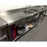 1 x Large Twin Bowl Stainless Steel Sink Unit and Contents - H92 x W249 x D50 cm - Ref 152 - Buyer
