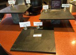 1 x Slate 3 Tier Food Display With Bases and Chrome Sign Holders - Slate Size 40x40x1.75mm - Ideal