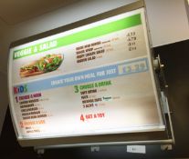 1 x Wall Mounted Curved Rotating Menu Light Box - Includes Veggie & Salad Poster - H60 x W68cm -
