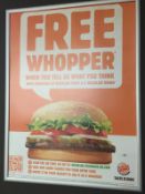 1 x Advertisement Frame - Silver Frame With Perspex Front - Includes Free Whopper Poster - H135 x