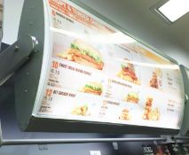 1 x Wall Mounted Curved Rotating Menu Light Box - H60 x W140cm - Ideal For Fast Food Restaurants -