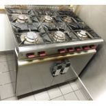 1 x Masterchef Commerical 6 Ring Gas Burner Oven - Stainless Steel - Dimensions H90 x W90 x D70