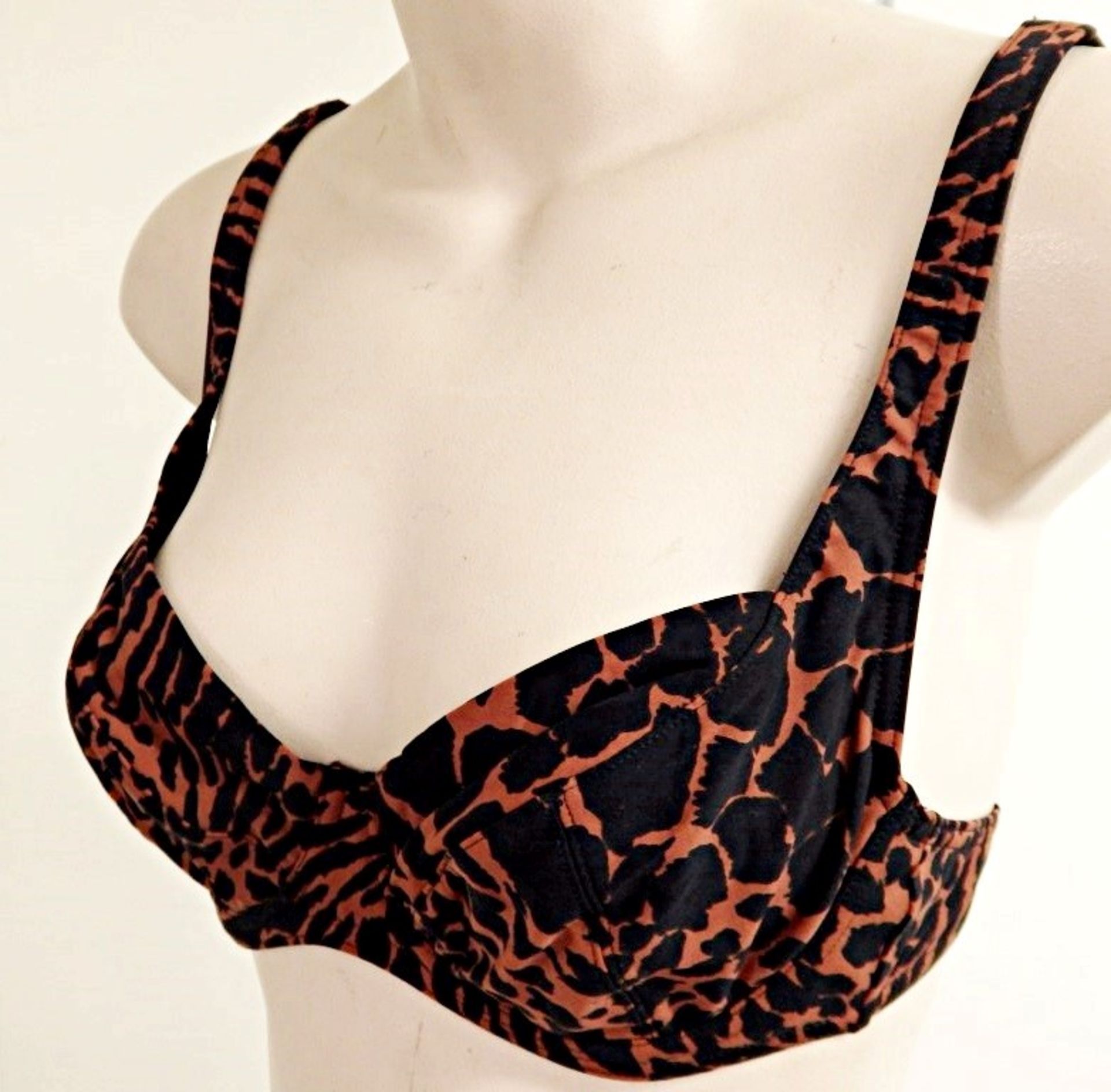 1 x Rasurel - Black/Tan Leopard and Stripe - Bahia Bikini - R21249 - Size 2C - UK 32 - Fr 85 - EU/ - Image 8 of 9