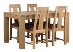1 x Mark Webster Buckingham Extending Dining Table and Four High Back Chairs - White Wash Oak With a